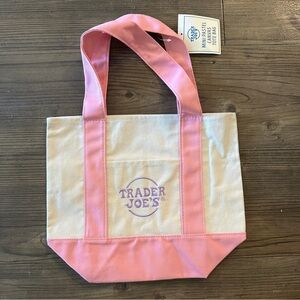 Trader Joe’s Mini Canvas Tote Bag Pastel Pink 🩷 New w/ Tags - Limited Edition
